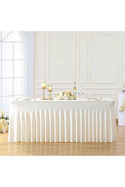 GENERAL Besutolife 4ft White Tablecloth Rectangle Spandex Tablecloths for Wed...