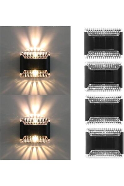 Generic 4 Pack Solar Wall Lights - Warm LED Step Lights for Outdoor Ambience ...