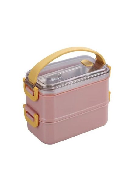Generic 2 Pcs Stainless Steel Lunch Box Insulated Double Layer Multifunction ...