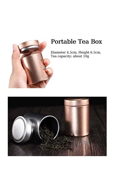 Generic 2-piece portable mini stainless steel tea can. Small round metal tea ...