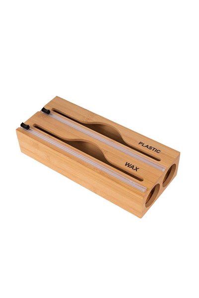 Generic Kitchen Simple Wall-Mounted Bamboo Cling Film Cutter (2 Grids)
