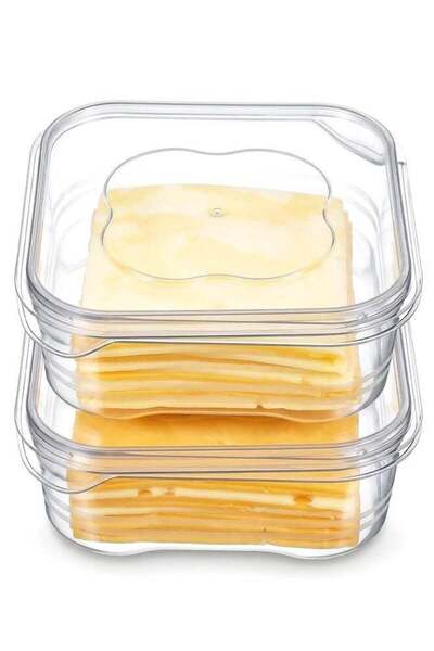 Generic 2PCS Clear Plastic Reusable Cheese Slice Storage Container Fridge Org...