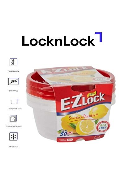 Generic LocknLock EzLock Round Container Set - 350ml (Set of 3), Clear Base, ...