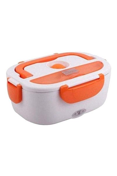Generic Electric Heating Lunch Box White/Orange 22x15x10cm