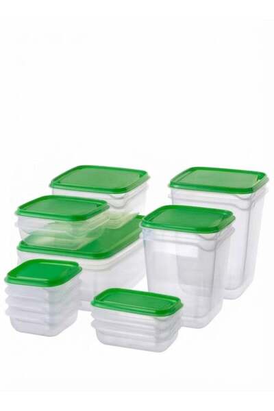 Generic Food container, set of 17, transparent/green