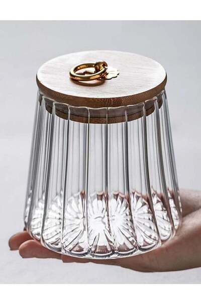 Generic 600 ML Borosilicate Glass Food Storage Jar With Airtight Bamboo Lid a...
