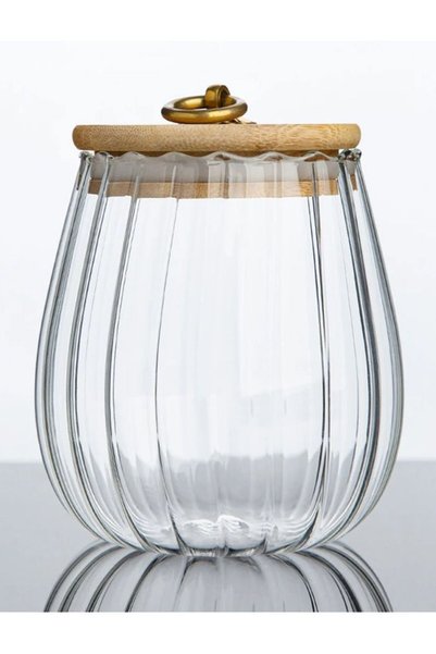 Generic 700 ML Borosilicate Glass Food Storage Jar With Airtight Bamboo Lid a...