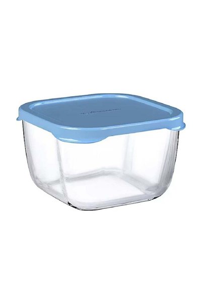 Generic Snowbox Glass Food Container, 760 Ml, Blue Lid, 69 Mm Height, 130 Mm ...