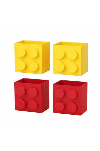 Generic 4 Pack Magnetic Brick Storage Organizers, 2 Red 2 Yellow, Strong Back...