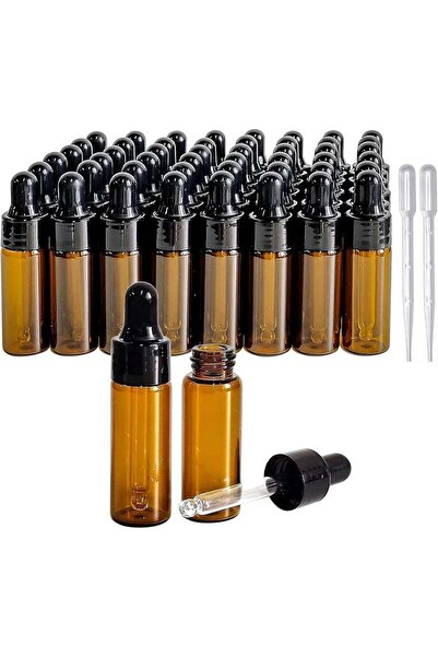 Generic 50Pcs 5ml Sample Dropper Bottles, Amber Glass Dropper Bottles for Ess...
