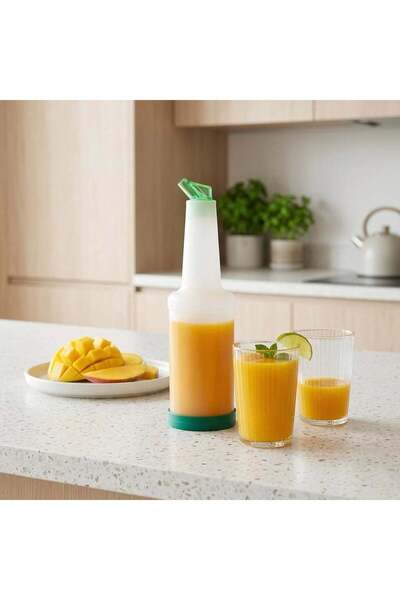 Generic Cuisine Art Reserve & Serve Bottle 1L Green Professional Bar Juice Di...