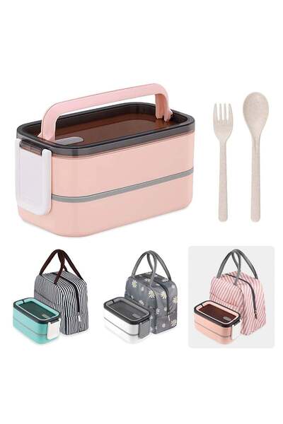 Generic 1400ml Double-Layer Bento Box - Leakproof & Microwave-Safe Lunch Cont...