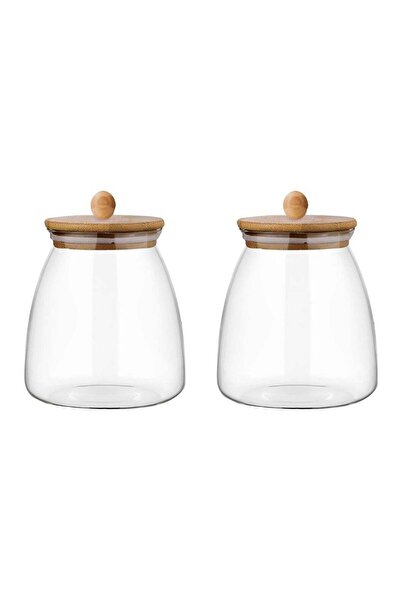 Generic Borosilicate Glass Candy Jars With Airtight Wooden Lids For Cookies N...
