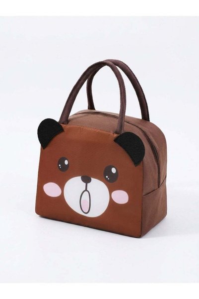 Generic Mobcos Bear Smile Brown Large Capacity Insulated Lunch Bag | Waterpro...