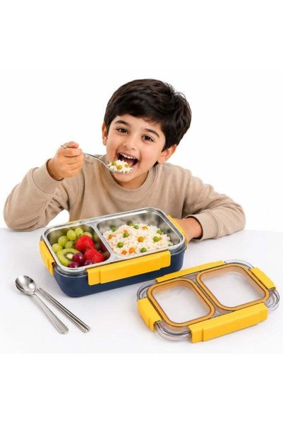 Generic Twisoo Creative 2 Compartment Stainless Steel Lunch Box BPA Free Leak...