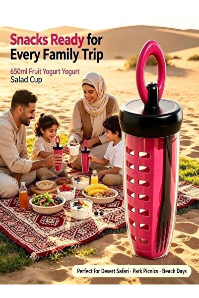 Generic Portable Salad Cup 650ml, Fruit Yogurt Container with Fork, Leak‑proo...