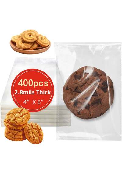 Generic 400-Pack Self-Adhesive Clear Plastic Cellophane Cookie Bags for Gift ...