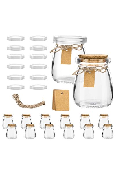 Generic 12Pack 4oz Small Glass Jars with Cork & PE Lids – Yogurt Containers, ...
