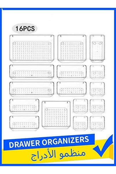 Generic 16 PCS Desk Drawer Organizers Set - Clear Drawer Tray, Dividers Vanit...
