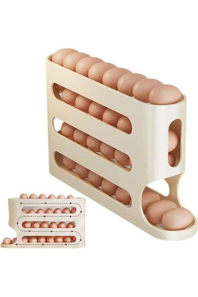 Generic 4-Tier Egg Storage Rack Automatic Rolling Refrigerator Egg Storage Ra...