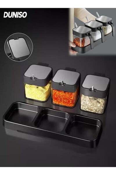 Generic 3 Pcs Clear Glass Kitchen Spice Bottle, Household Spice Container, Eq...