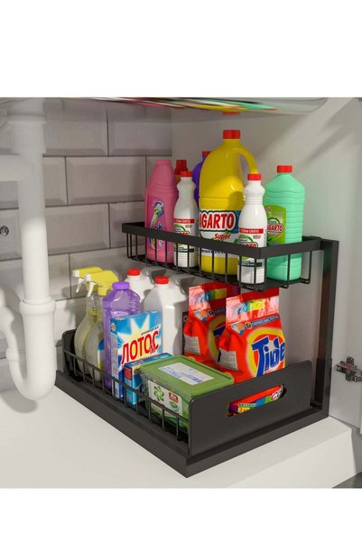 Generic Under Sink Organiser, Pull Out Cabinet Organiser, 2 Tier Sliding Sink...