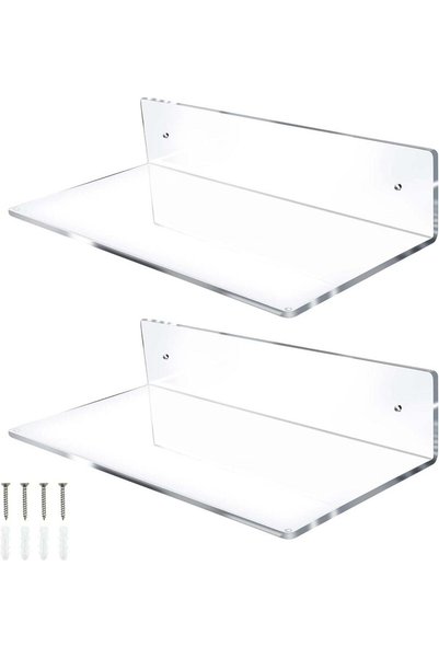 Generic ARS® Acrylic Floating Wall Shelves - L-Shaped Clear Acrylic Display S...
