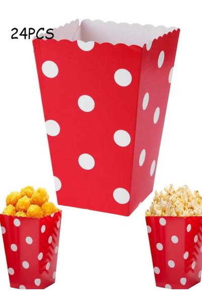 Generic 24Pcs Colorful Popcorn Boxes and Snack Bags Portable French Fries Ser...