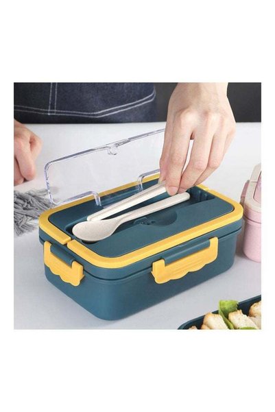 Generic Wheat Straw Microwave Baby Lunch Box Blue 12 x 20 x 7.6cm