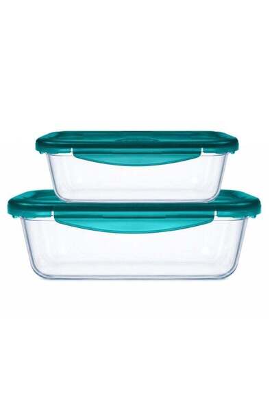 Generic Pyrex Cook & Go Storage Dish Set - 0.8L & 1.9L Rectangular Glass Cont...