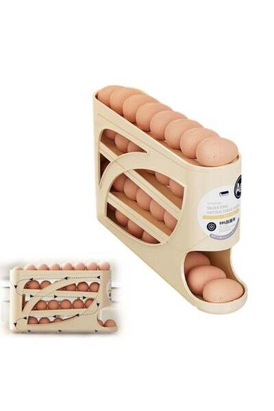 Generic 4‑Tier Automatic Rolling Egg Holder for Fridge – Gravity‑Fed 30 Eggs ...