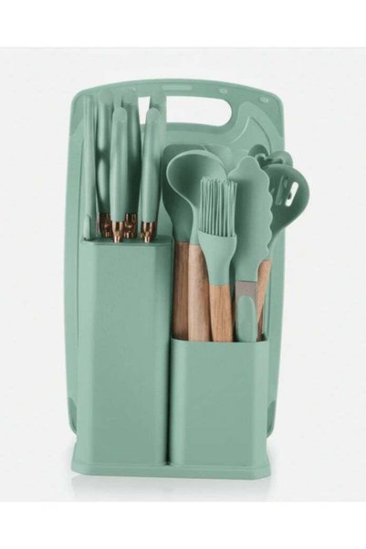 Generic 19-Piece Silicone Kitchen Utensil Set with Knife Block & Cutting Board