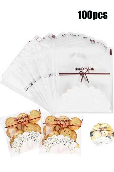 Generic 100Pcs Self-adhesive Cookie Bags, 5.5x5.5Inch Clear Treat Bags DIY Pl...