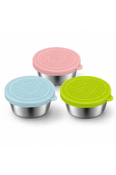 Generic Mini Sauce Cups with Lids, 3-Piece 50 ml Metal Dip Containers, Pink B...