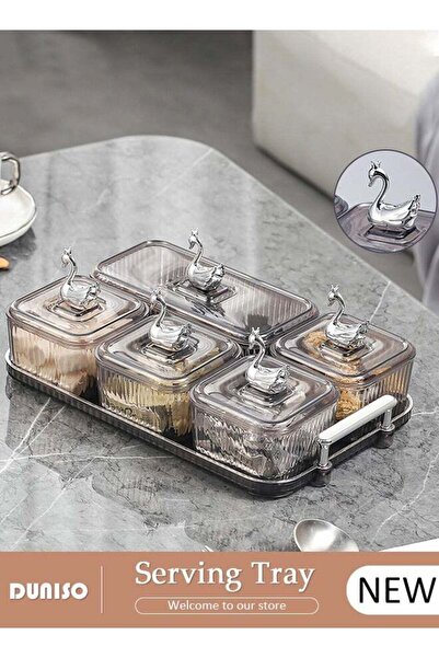 Generic Snack Serving Tray with Lid and Removable Dish Bowls Serving Platter,...