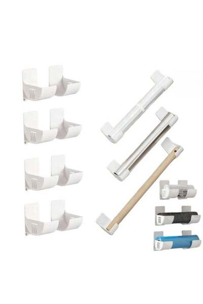 Generic 4 Pairs No‑Drill Cling Film & Foil Holders – Adhesive Side‑Mount Stor...