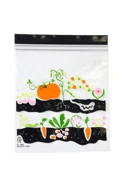 Generic Resealable Bag, Fruit & Vegetables Pattern, Black, 1 L – 25 Pack