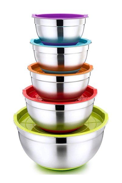 Generic Mixing Bowl, 5 Piece Stainless Steel Mixing Bowls for Baking with Mul...