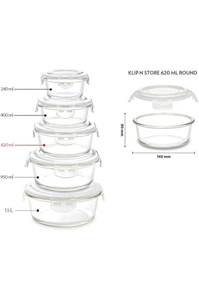 Generic FOOD STORAGE CONTAINER MICROWAVE SAFE CONTAINER 620 ML ROUND GLASS ST...