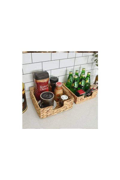 Generic Water Hyacinth Basket Weaving Tray Woven Basket for Bathroom Organizer
