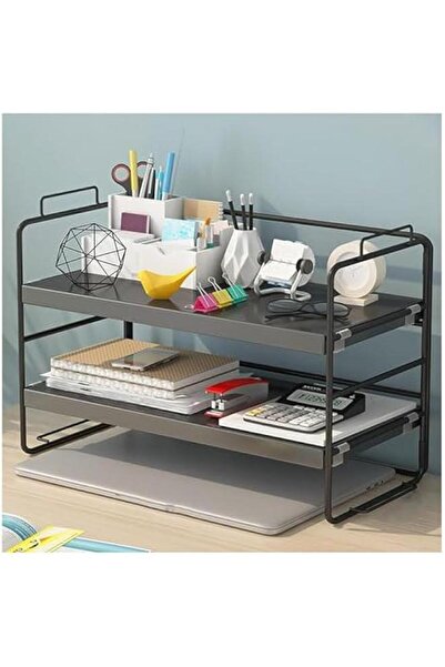 Generic Wood Office Desk Shelf Organizer - 2 Tier Space-Saving Desktop Suppli...