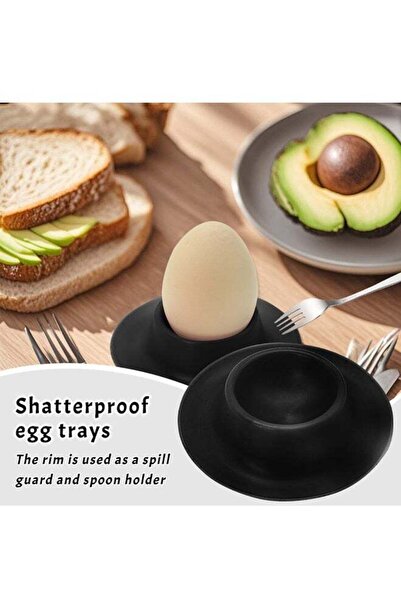 Generic Soft Boiled Egg Holder Set - 1-Piece Black Egg Cup, Stackable Egg Cod...