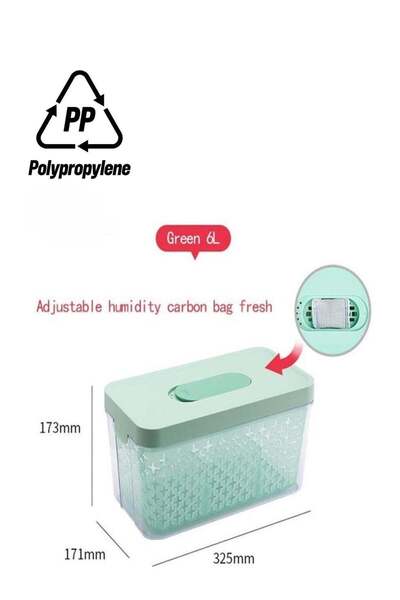 Generic Green 6-liter refrigerator fruit and vegetable preservation box
