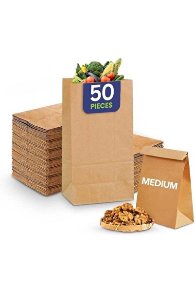 Generic SNH SOS Paper Bag No 8 Medium, Flat Bottom Kraft Lunch & Party Treat ...