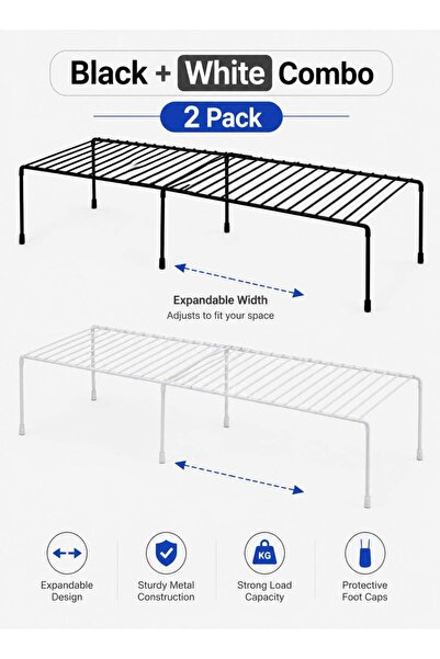 Generic Expandable rust-proof metal freezer rack (black + white), space-savin...