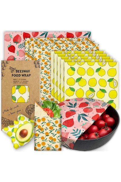 Generic 9 Pack Reusable Beeswax Food Wraps for Food Storage, Eco-Friendly & P...