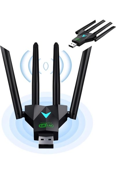 Lullaxx محول واي فاي USB، جهاز استقبال واي فاي ثنائي النطاق بسرعة 1300 ميجابت...