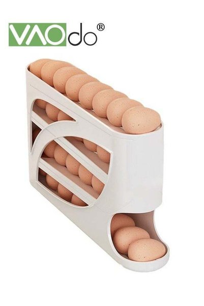 Generic Automatic Rolling Refrigerator Egg Holder, 4 Tiers Egg Container, Dro...