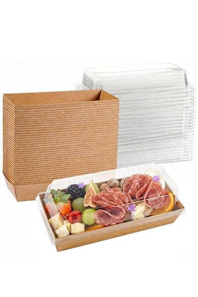 Generic 50-Pack 19×9×6cm Small Deli Boxes with Clear Lid - To Go Paper Mini C...