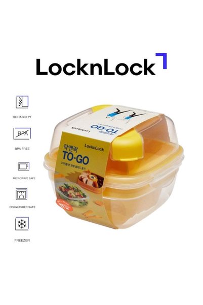 Generic LocknLock To-Go 2-in-1 Salad Box Yellow - Leak-Proof, BPA-Free Contai...